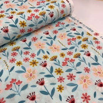 Poppy Europe Fabrics - Flowers - Light Turquoise
