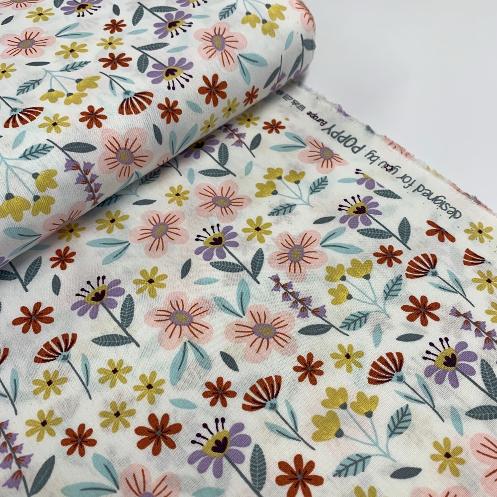 Poppy Europe Fabrics - Flowers - White