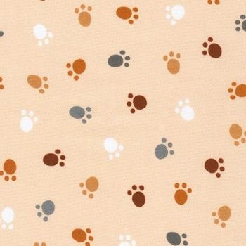 Robert Kaufman - Whiskers and Tails - Paw Print Natural