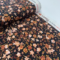Poppy Europe Fabrics - Autumn Flowers - Copper on Black - Digital Print