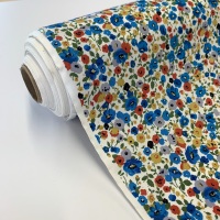 Rose and Hubble Fabrics - 100% Cotton Poplin Poppy Fields Blue