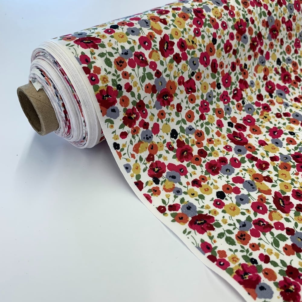 Rose and Hubble Fabrics - 100% Cotton Poplin Poppy Fields Red