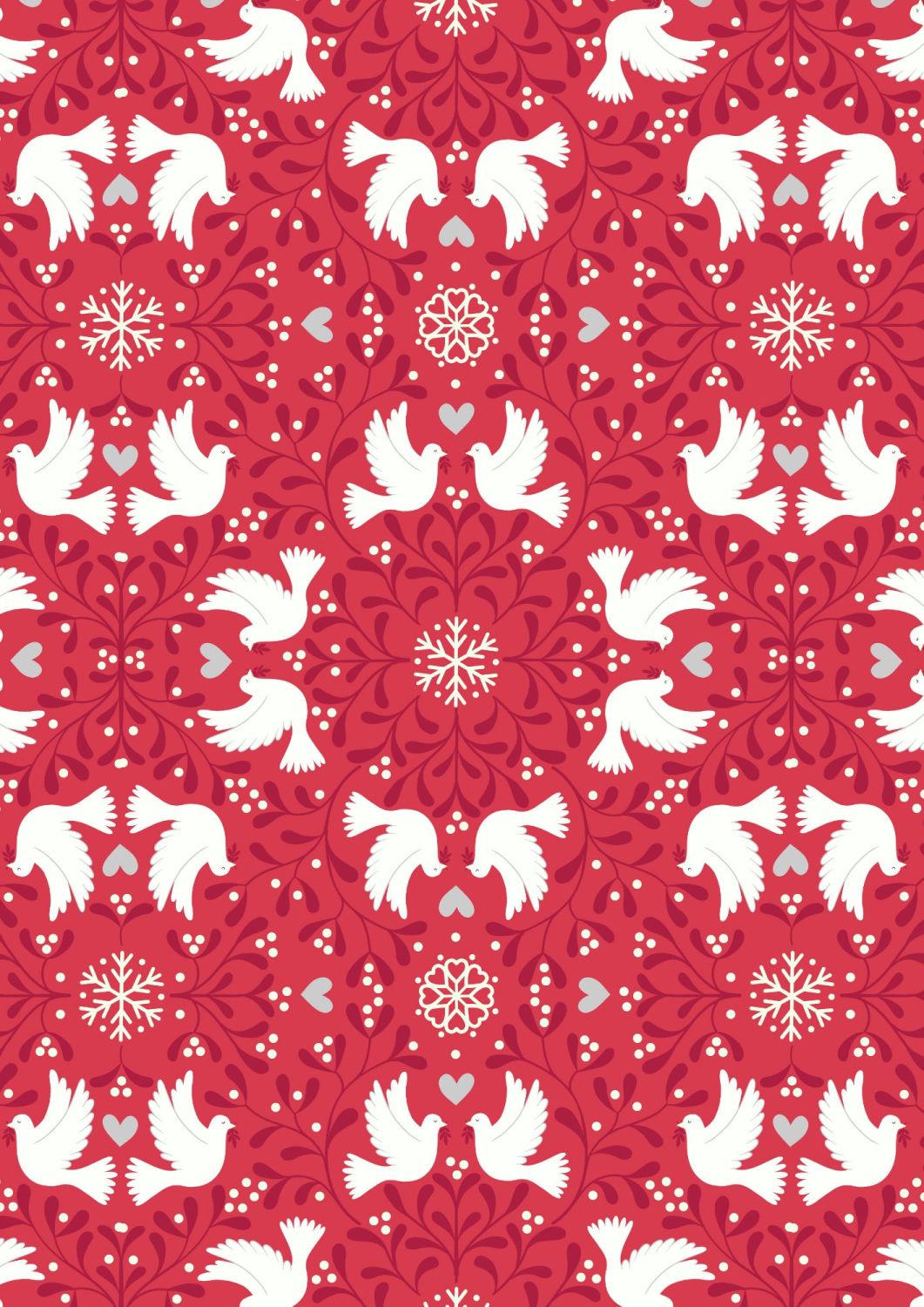 Lewis and Irene -  Hygge Glow - Scandi Dove on Red  -Glow in the Dark
