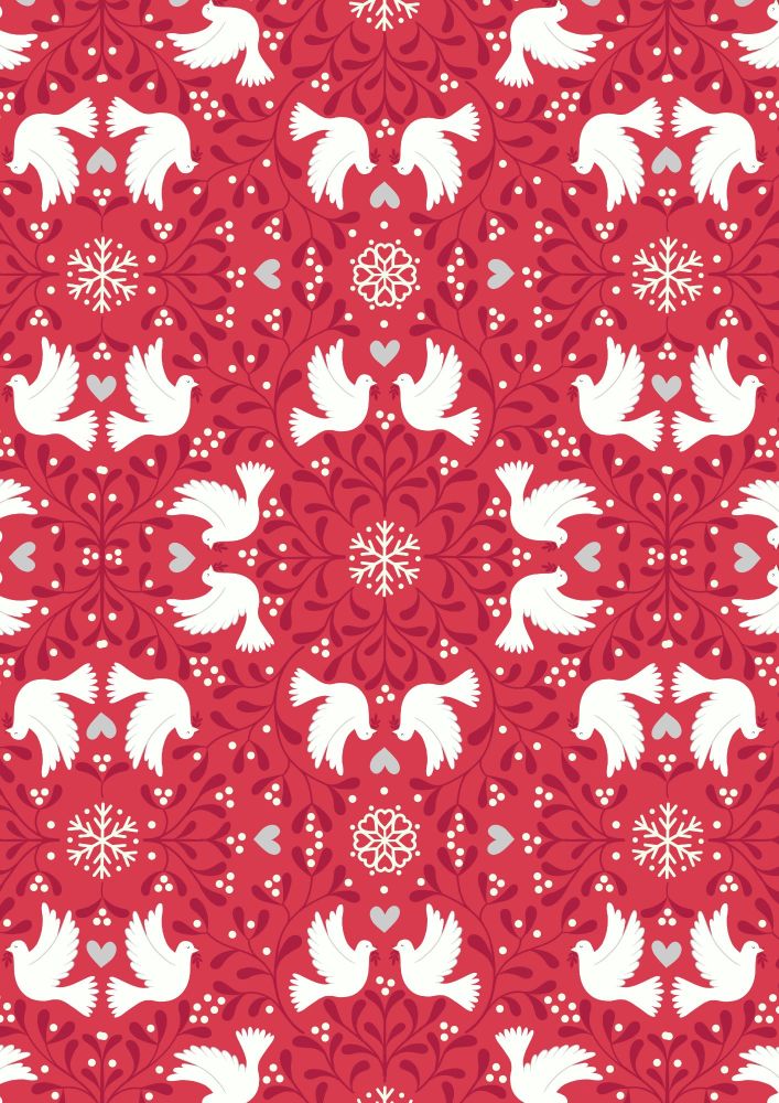 Lewis and Irene -  Hygge Glow - Scandi Dove on Red  -Glow in the Dark