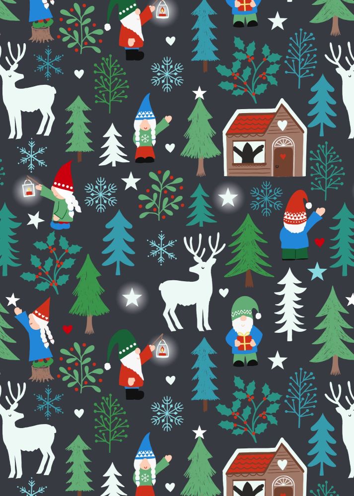 Lewis and Irene -  Hygge Glow - Tomten Forest on Charcoal - Glow in the Dark