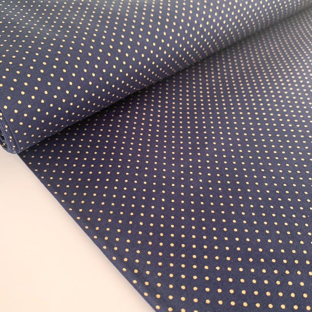 Rose and Hubble Fabrics - 100% Cotton Poplin Mini Metallic Dots Navy