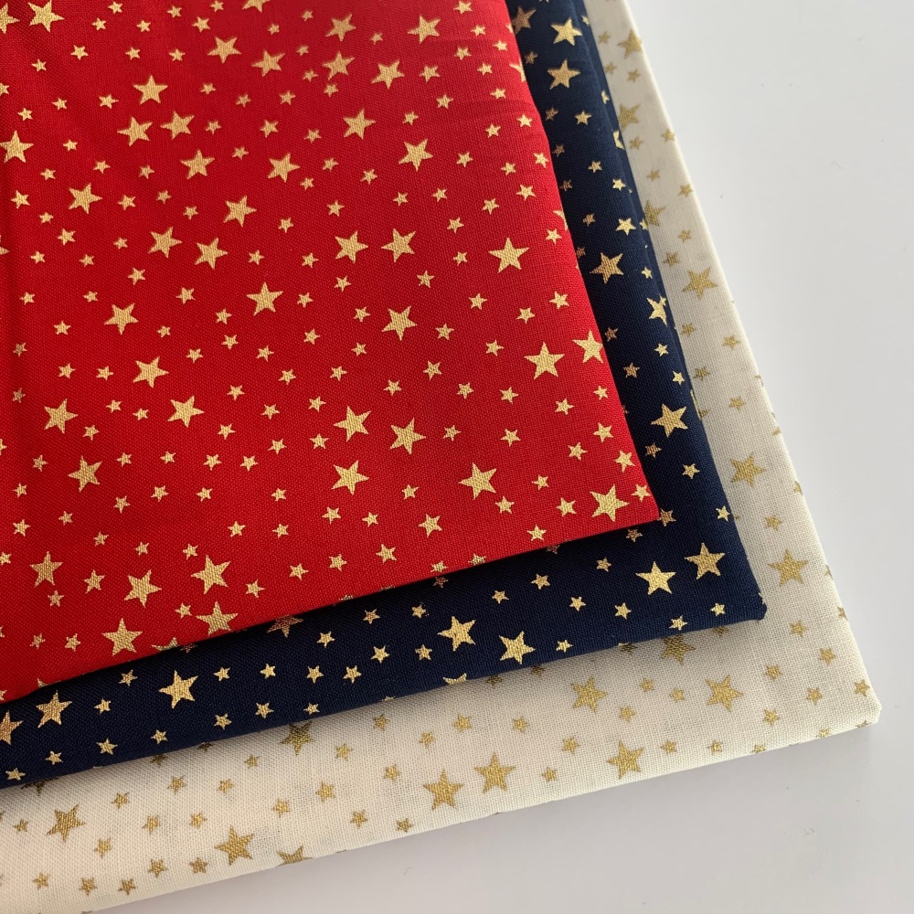 Rose and Hubble - Mini Metallic Stars - Felt Backed Fabric