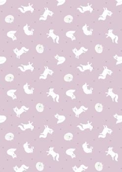 Lewis and Irene -  Small Things Polar Animals - Arctic Fox on Winter Pink with Pearl