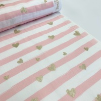 Poppy Europe Fabrics - Hearts and Stripes - Pink