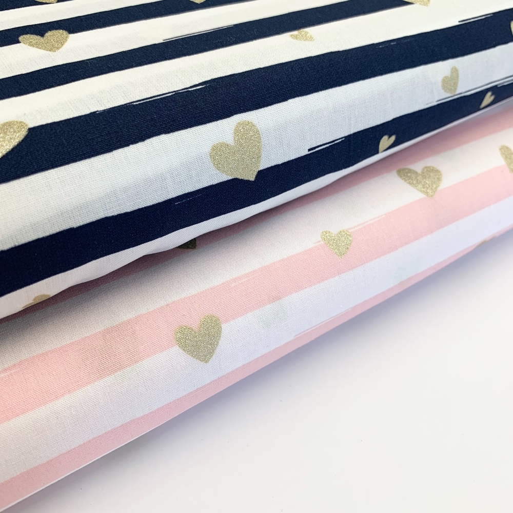 Poppy Europe - Stripes and Hearts - Felt Backed Fabric