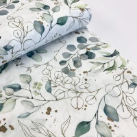 Poppy Europe Fabrics - Eucalyptus - White - Digital Print