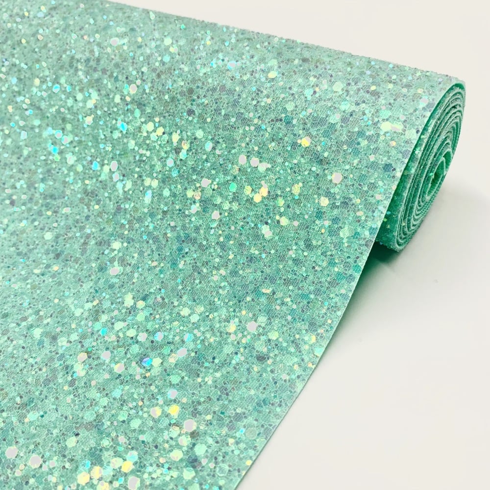 Premium Chunky Glitter Fabric - Mint
