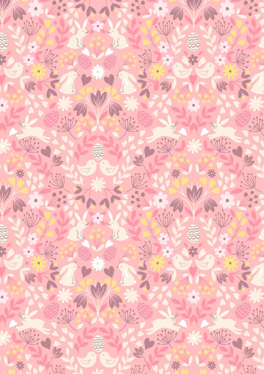 Lewis and Irene - Spring Treats - Mirrored Bunny and Chicks on Rose Pink
