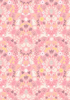 Lewis and Irene - Spring Treats - Mirrored Bunny and Chicks on Rose Pink