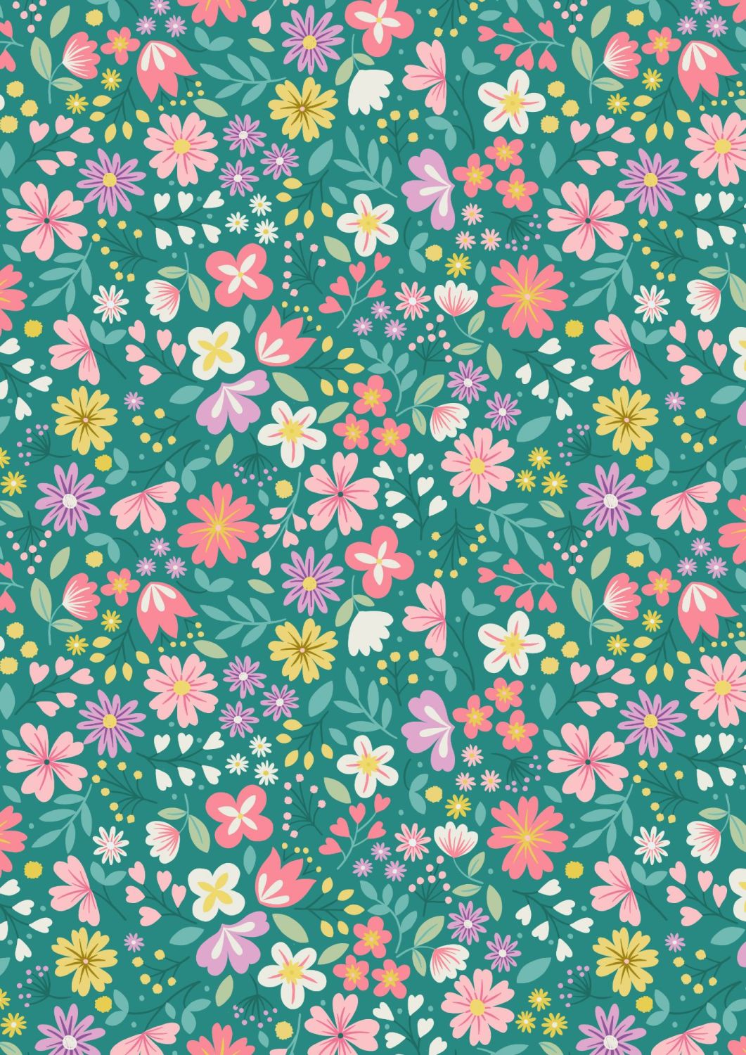Lewis and Irene - Spring Treats - Spring Floral on Green