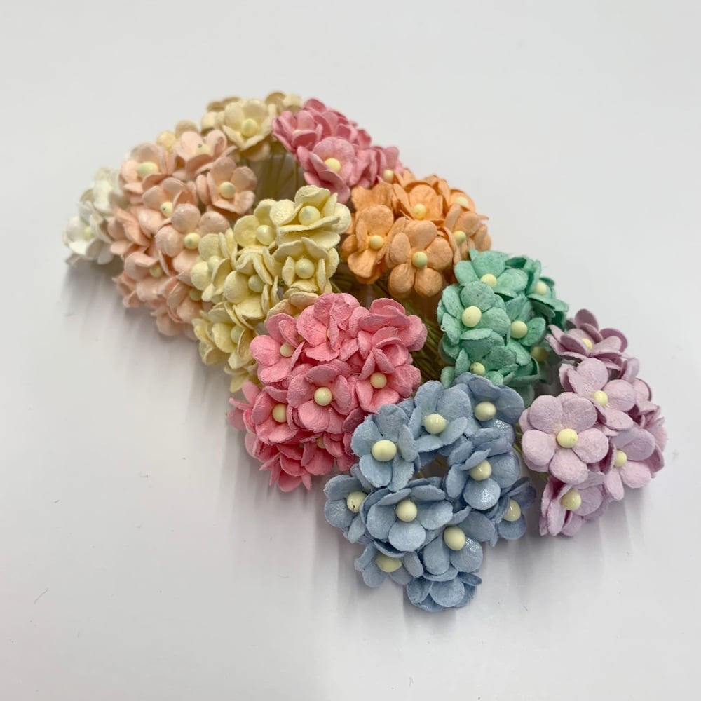 Mixed Pastel Bundle - Mulberry Paper Flower Miniature Sweetheart Blossoms