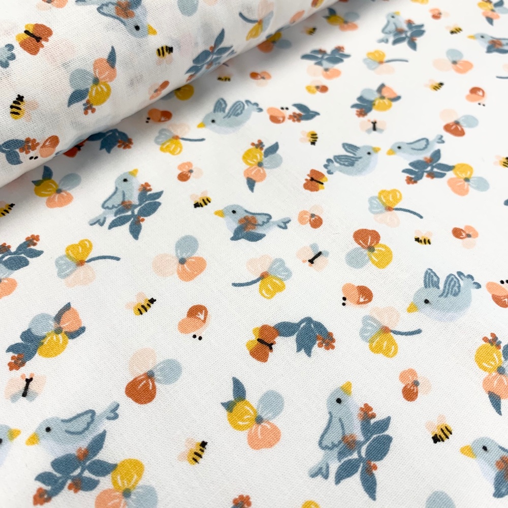 Poppy Europe Fabrics - Birds - White