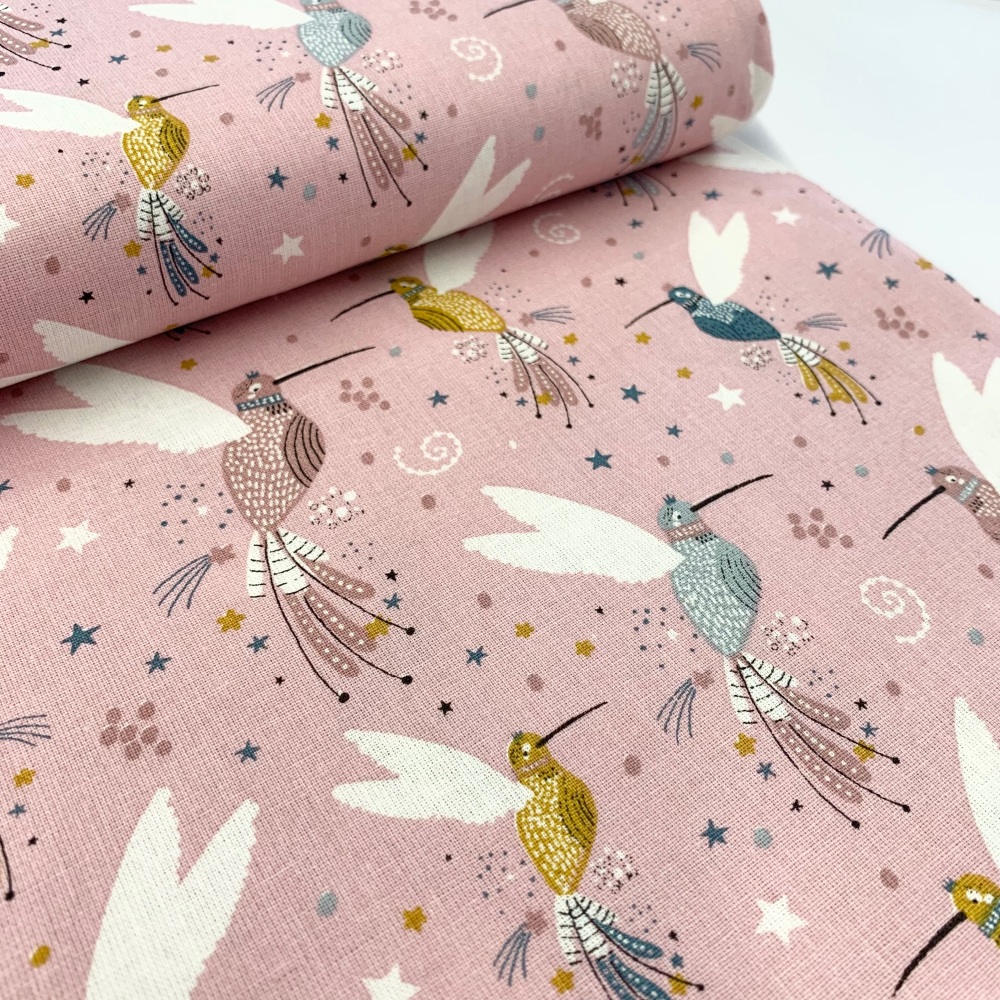 Poppy Europe Fabrics - Humming Birds - Pink