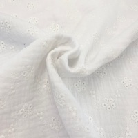 White Embroidery Double Gauze - White