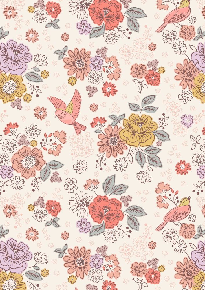 Lewis and Irene - Hannah's Flowers - Songbirds and Flowers on Cream
