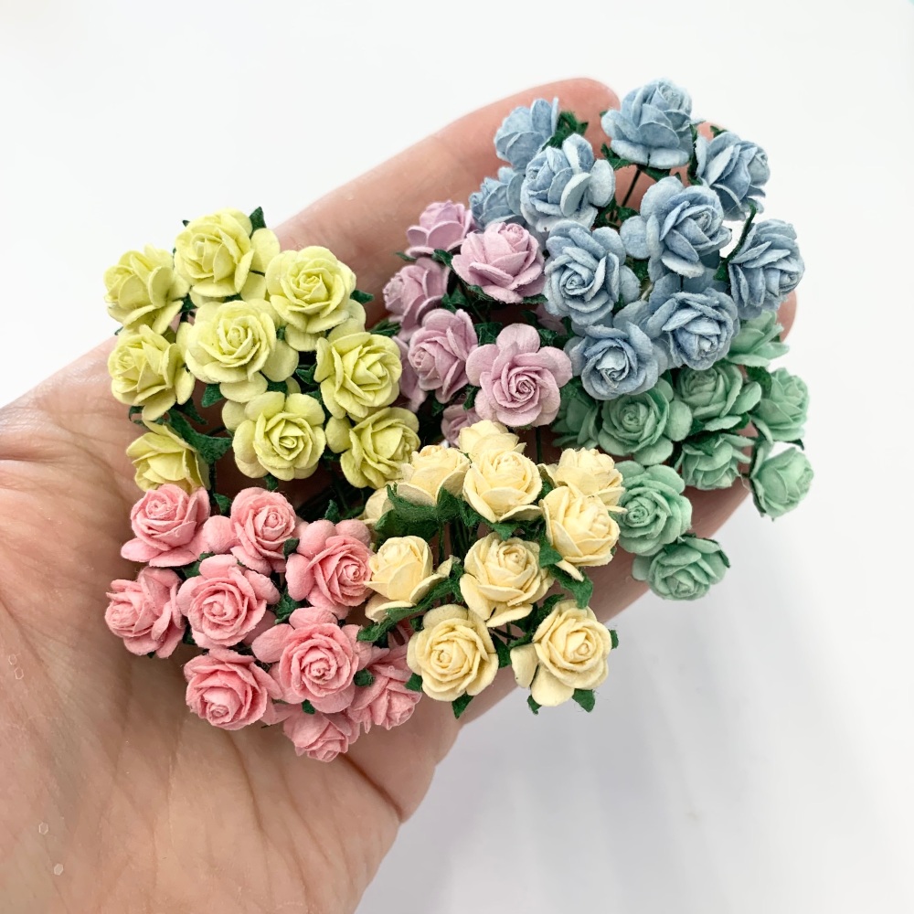 Carroway Colour Collection - Pastels - 10mm Mulberry Paper Flower Open Rose