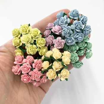 Carroway Colour Collection - Pastels - 10mm Mulberry Paper Flower Open Roses 