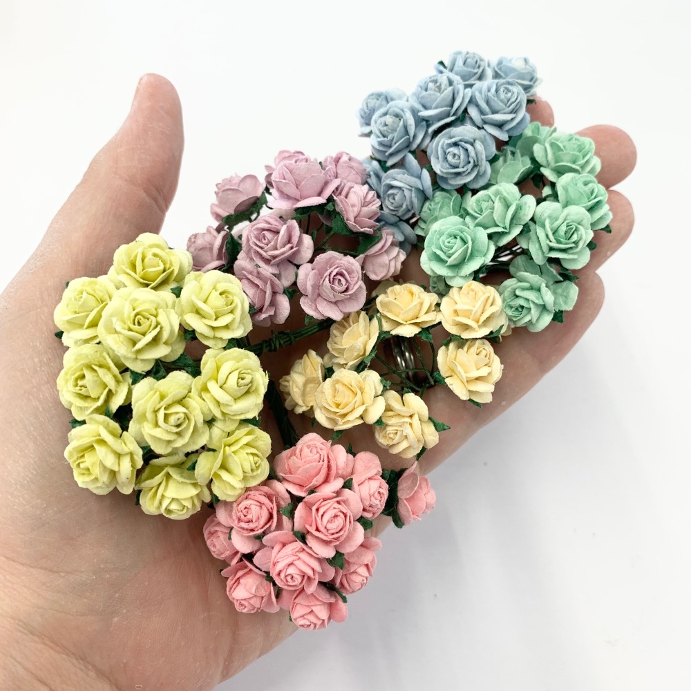 Carroway Colour Collection - Pastels - 15mm Mulberry Paper Flower Open Rose