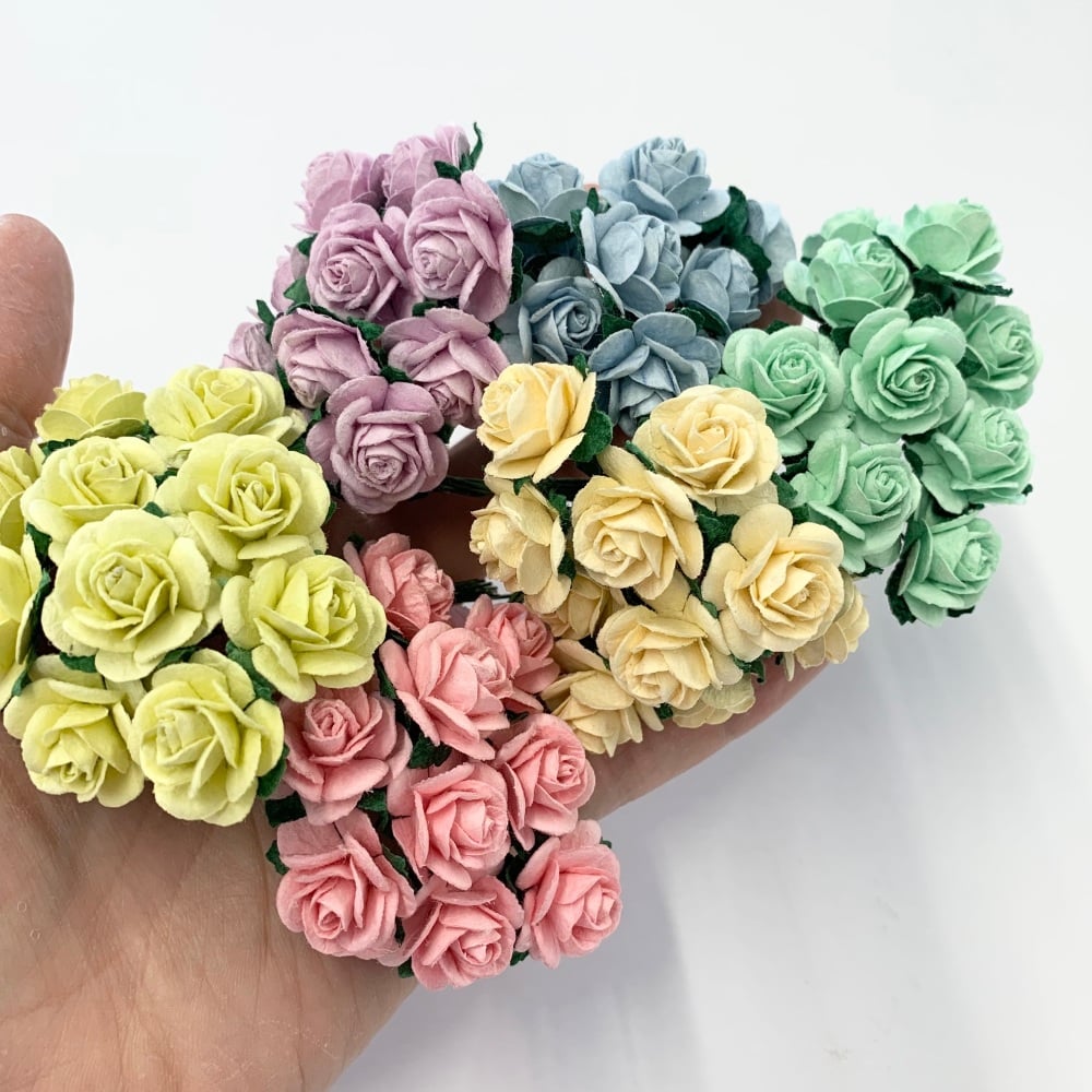 Carroway Colour Collection - Pastels - 20mm Mulberry Paper Flower Open Rose