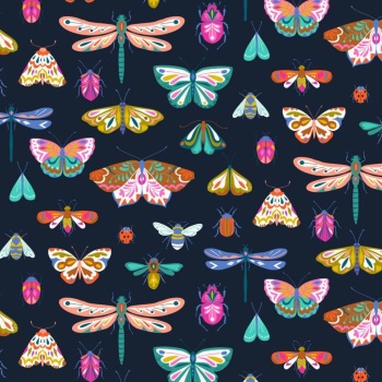 Flutter By - Dashwood Studio - Insects on Navy