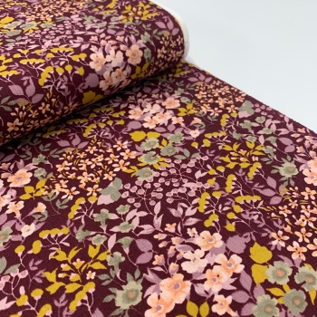 Poppy Europe Fabrics -Poplin Flower - Aubergine 