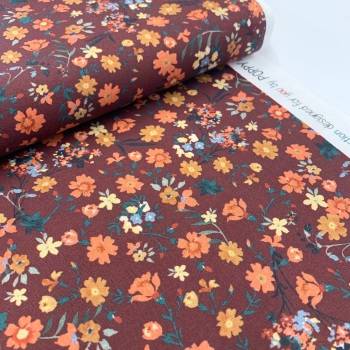 Poppy Europe Fabrics - Autumn Meadow - Bordeaux - Digital Print