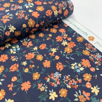 Poppy Europe Fabrics - Autumn Meadow - Navy - Digital Print