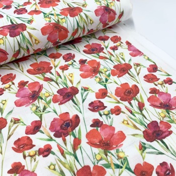Rose and Hubble Fabrics - 100% Cotton Digital Print - Poppy Meadow