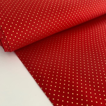Rose and Hubble Fabrics - 100% Cotton Poplin Mini Metallic Dots Red