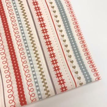 Lewis and Irene - Gingerbread Season  - Festive Stripes - Felt Backed Fabric