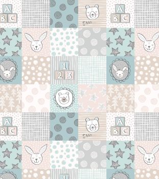 Lewis and Irene - Bella Bunny & Bear - Nursery Squares  Blue