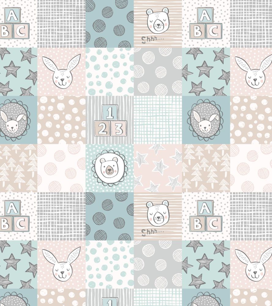 Lewis and Irene - Bella Bunny & Bear - Nursery Squares  Blue