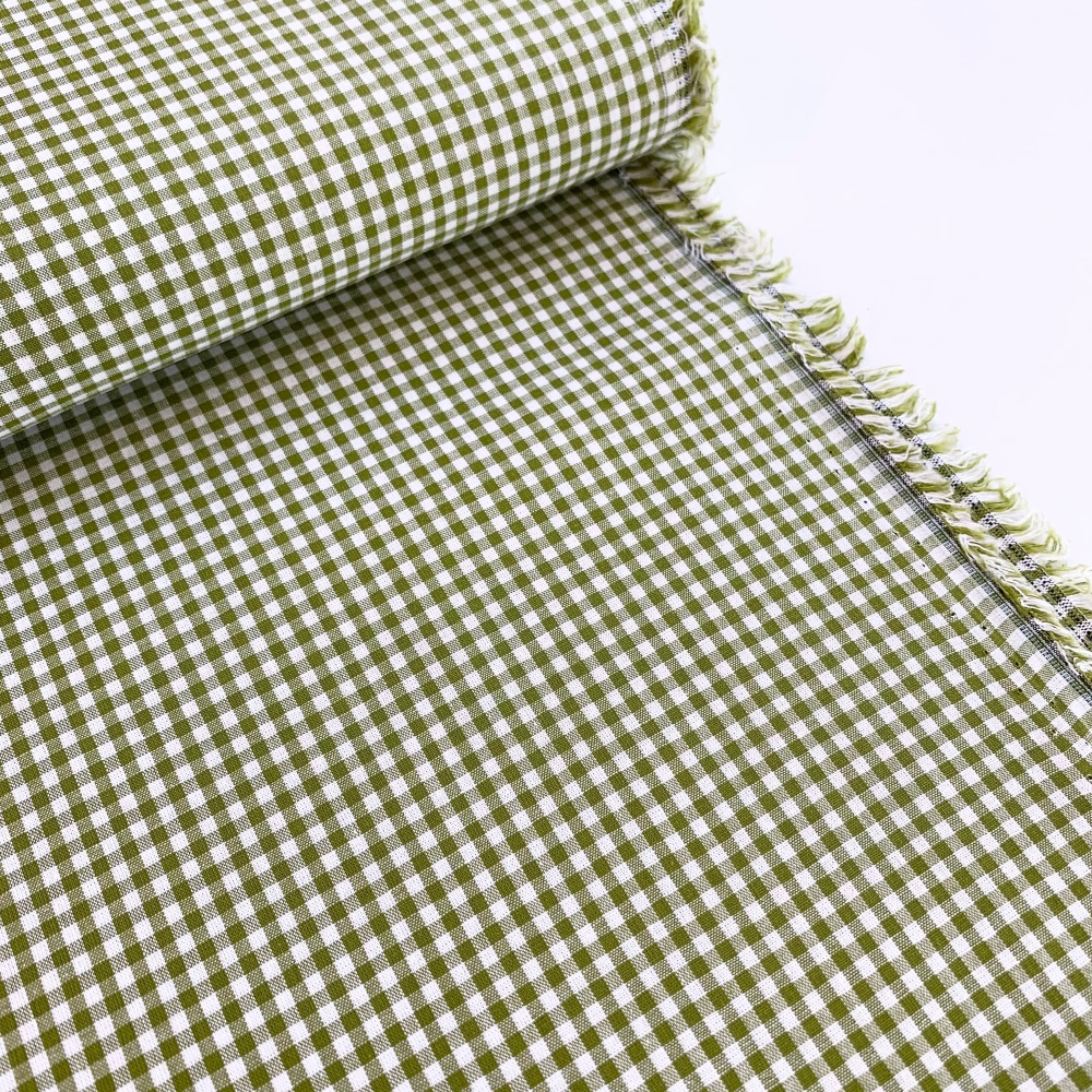 100% Yarn Dyed Cotton 1/8" Gingham - Olive
