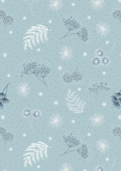 Lewis and Irene - Secret Winter Garden - Frosted Garden on Mist Blue with Pearl Elements