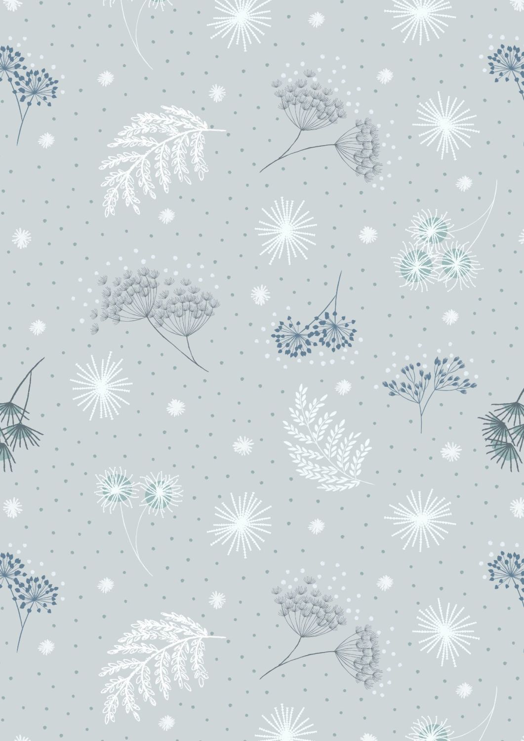 Lewis and Irene - Secret Winter Garden - Frosted Garden on Light Grey with 