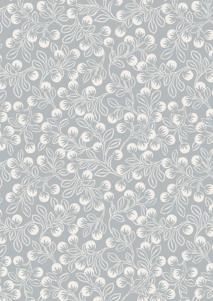 Lewis and Irene - Secret Winter Garden - Snowberries on Grey with Pearl Elements