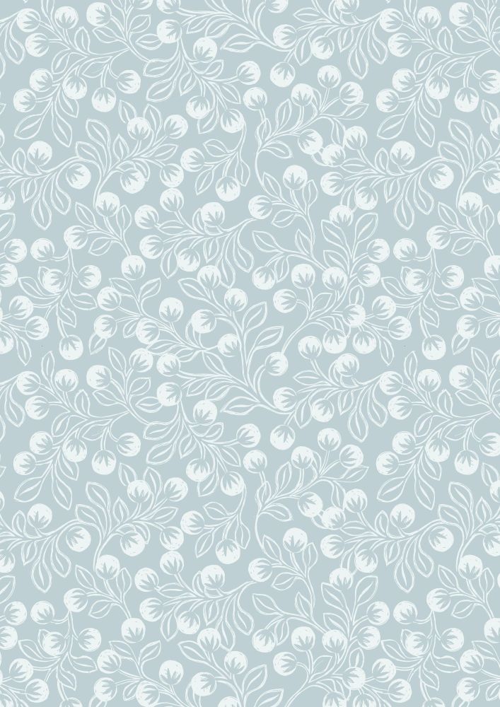 Lewis and Irene - Secret Winter Garden - Snowberries on Ice Blue with Pearl Elements