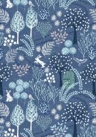 Lewis and Irene - Secret Winter Garden on Blue with Pearl Elements