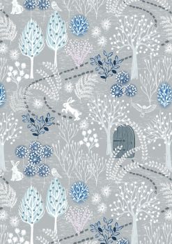 Lewis and Irene - Secret Winter Garden on Grey with Pearl Elements