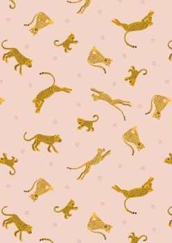 Lewis and Irene -  Small Things Wild Animals - Leopards and Cheetahs on Pale Pink