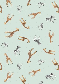 Lewis and Irene -  Small Things Wild Animals - Giraffes and Zebras on Light Blue