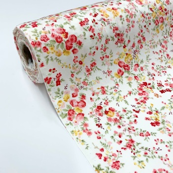 Rose and Hubble Fabrics - 100% Cotton Poplin - Norah Cream Floral