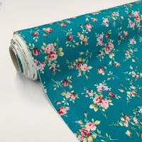 Rose and Hubble Fabrics - 100% Cotton Poplin - Madeline Teal Floral
