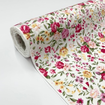 Rose and Hubble Fabrics - 100% Cotton Poplin - Charlotte Pink Floral