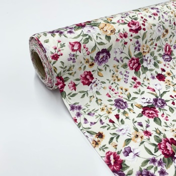 Rose and Hubble Fabrics - 100% Cotton Poplin - Charlotte Purple Floral